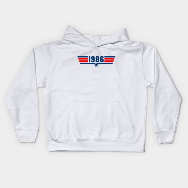 1986 Fighter Jet (White) Kids Hoodie by GloopTrekker